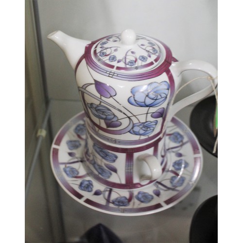 82 - A Leonardo Collection Mackintosh Design Teapot Cup and Saucer (Tea for one)