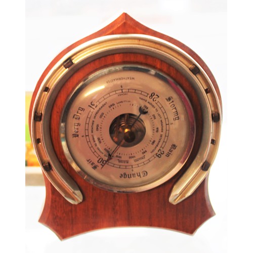 115 - Barometer on Horseshoe Design Wooden Frame