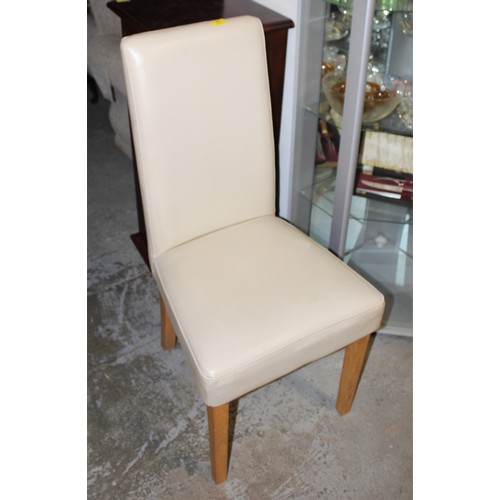 87 - Single Cream Leather Dining Chair