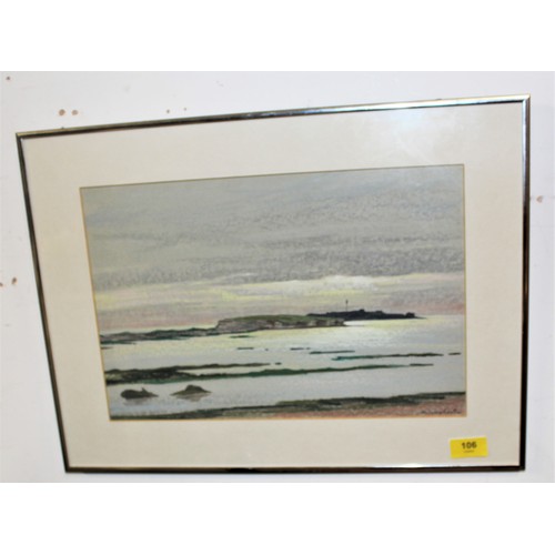 106 - Framed and Mounted (Under Glass) Pastel Artwork of Hilbre Island (Signed Winchester)