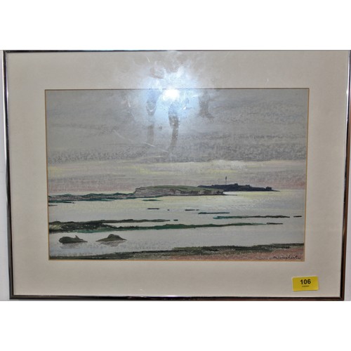 106 - Framed and Mounted (Under Glass) Pastel Artwork of Hilbre Island (Signed Winchester)