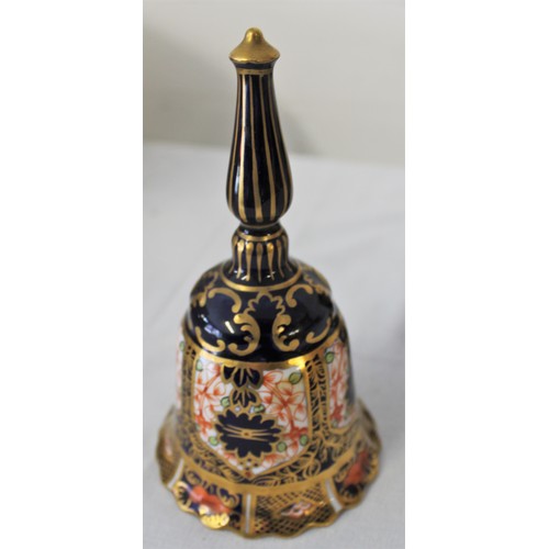 247 - Two Crown Imari Pattern Derby Bells,  and a Crown Derby Imari Pattern Lidded Jar (Lid damaged), etc