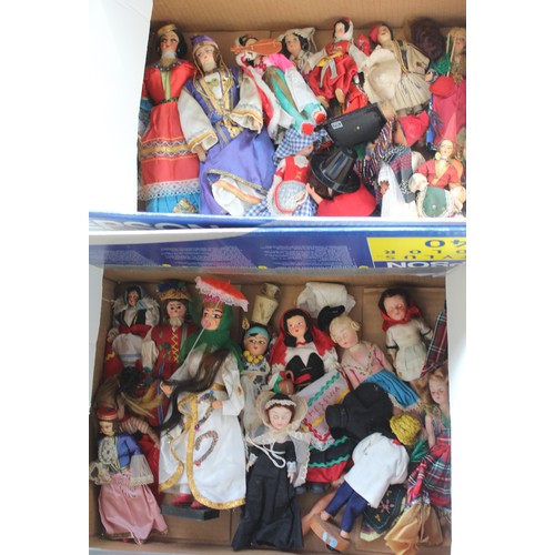 120 - Two Boxes containing a Collection of Tourist Dolls from Around the World - Approx 34