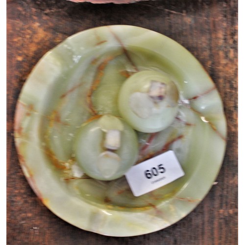 237 - Agate Ashtray with Two Agate Pears