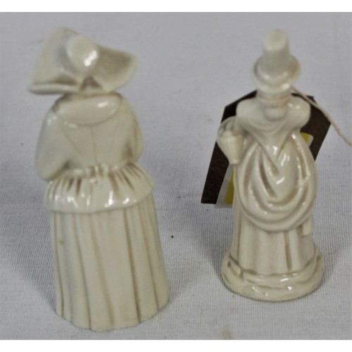 246 - Two Royal Worcester White Gloss Glazed Candle Snuffers in the Forms of a Nun and a Traditional Welsh... 