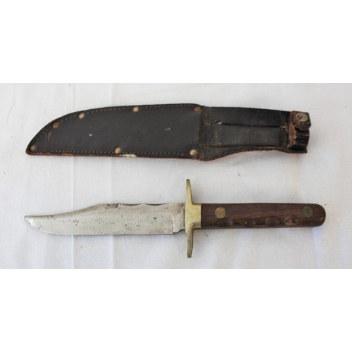 27 - Bowie Style Knife in a Leather Sheath