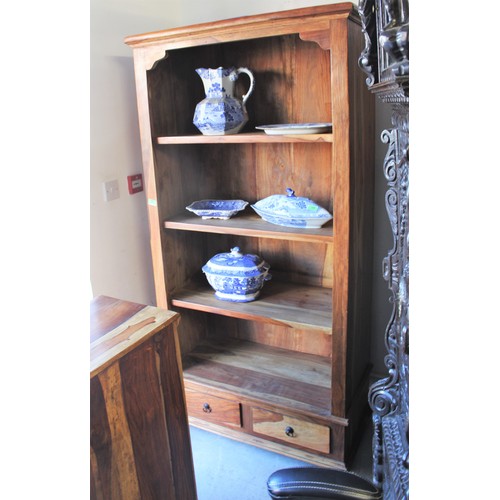 183 - Sheesham (Hard) Wood Four Shelf Bookcase with Twin Underdrawers