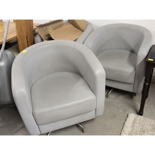 112 - Grey Leather Office-style Swivel Tub Chair