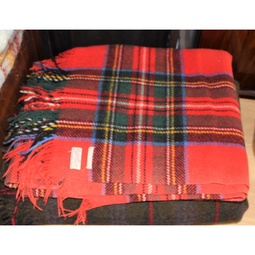 154 - Two Woollen Plaid Blankets on in Roya; Stewart Tartan with One by Pickfords of Braemar, Aberdeenshir... 