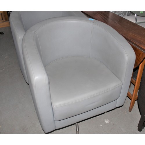 113 - Grey Leather Office Tub Chair