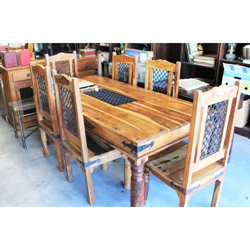 80 - Sheesham (Hard) Wood Dining Room Table, Six Chairs