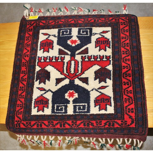 102 - Ukrainian Hand Made Prayer Mat on a Red Ground 19.5