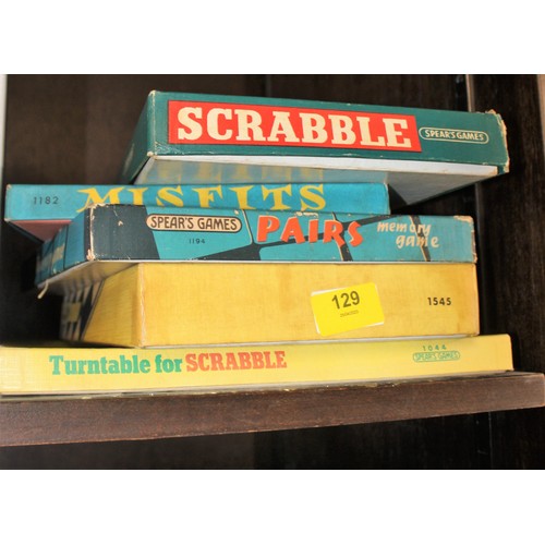 129 - Collection of Vintage Board Games:  Scrabble, Chess, Misfits, etc