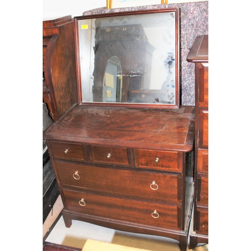 250 - Stag Dressing Chest having Three Narrow Drawers on Two Wide Drawers with Adjustable Mirror Plus a St... 