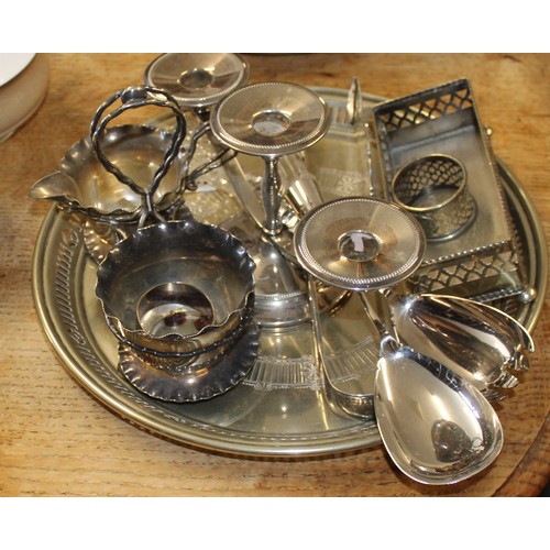 121 - A Good Selection of Silver Plated Tableware including Serving Tray, Candelabra, Glass-Handled Server... 