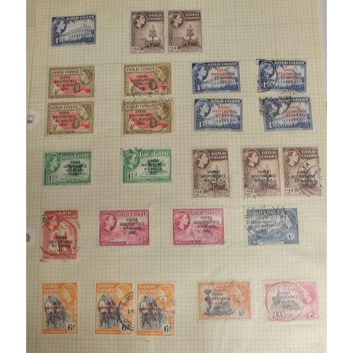 210 - Three Pages of Gold Coast/Ghana definitive Postage Stamps 1910-1957: King George V, King George VI a... 