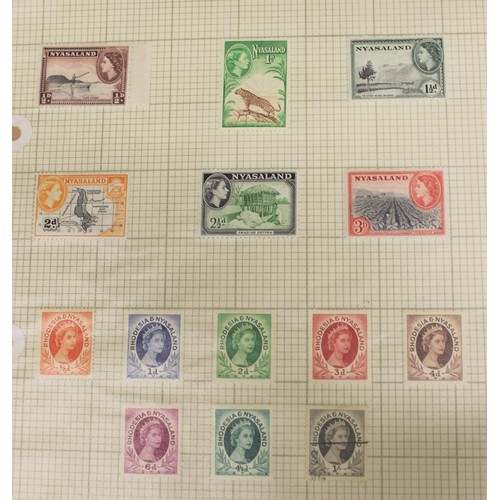 209 - Two Pages of Nyasaland and Southern Rhodesian Stamps: King George VI and Queen Elizabeth II plus a s... 