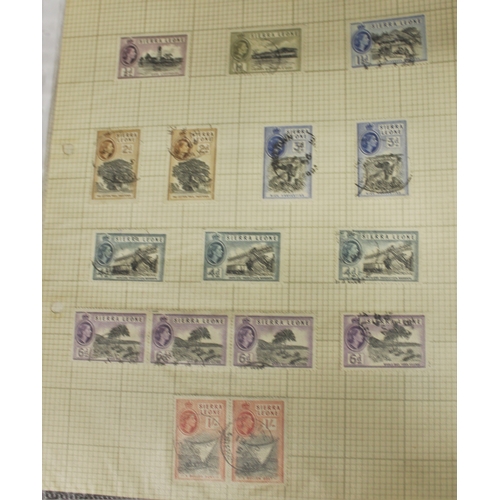 213 - Seven Pages of Sierra Leone Mint and Used Postage Stamps  1949-1966. King George VI 1939 definitives... 