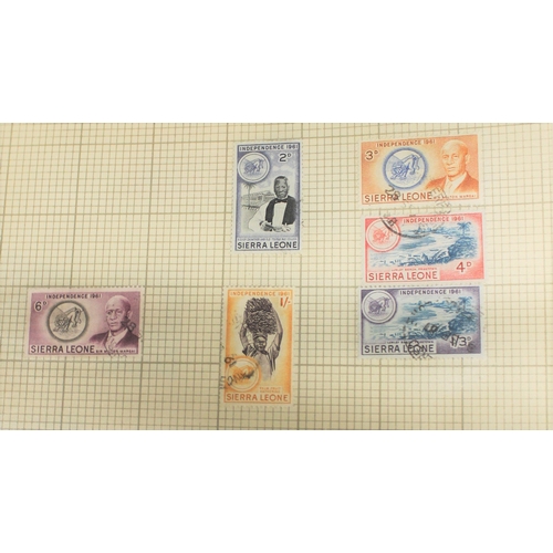 213 - Seven Pages of Sierra Leone Mint and Used Postage Stamps  1949-1966. King George VI 1939 definitives... 