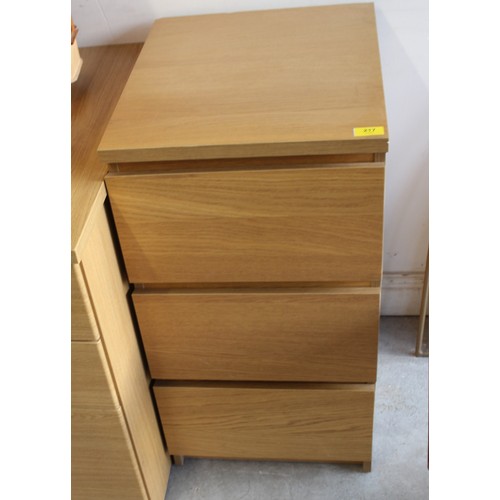 83 - IKEA Light Oak Effect Slimline Set of Drawers (having three drawers)