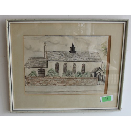 125 - Framed and Mounted Naïve  Watercolour of Hoylake Church Chapel