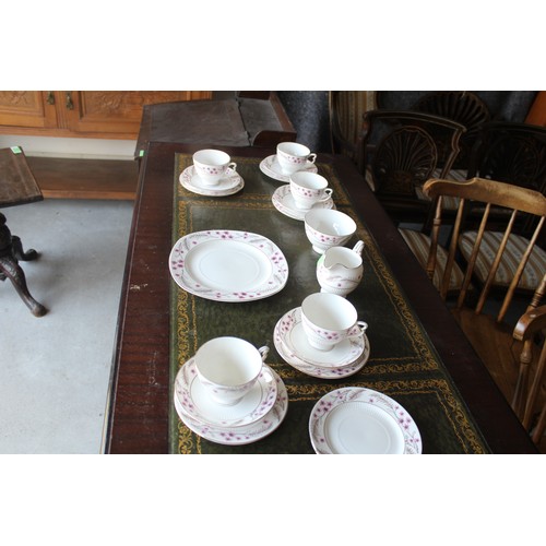 160 - Six-Place Setting Tea Set (Colclough) - includes Cake Plate, Sugar Bowl, and Milk Jug, but missing O... 