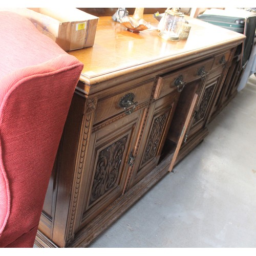 219 - Carved Light Oak Dresser - 6 Ft L x 2 Ft D x 42