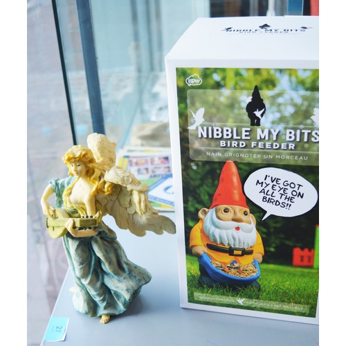 248 - Boxed Garden Gnome (BNIB) and a Resign Figure of an Angel with Lute