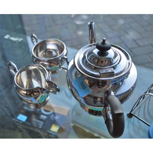 257 - Walker and Hall Silver Plated Tea Set (Teapot, Sugar Bowl, and Cream Jug, Plus Toast Rack)