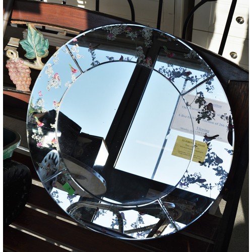 6 - A Dunelm Circular Wall Mirror having Avian Theme Transfer under Glass - approx 28