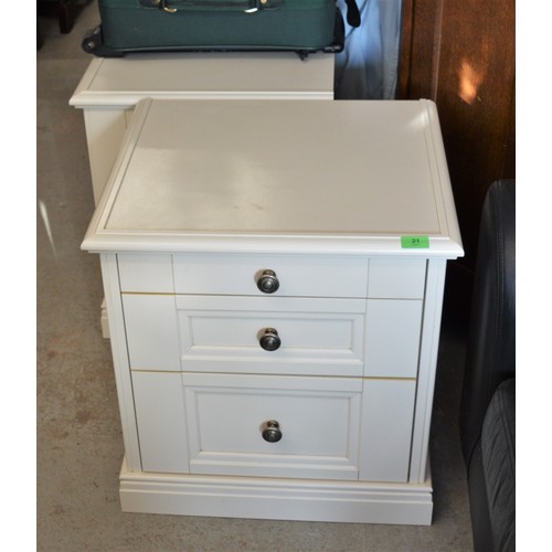 21 - Pair of Two-Drawer Bedside Cabinets with Brushing Slides (Cream Melamine)