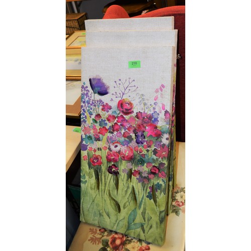 210 - Three Stretched Floral Canvasses