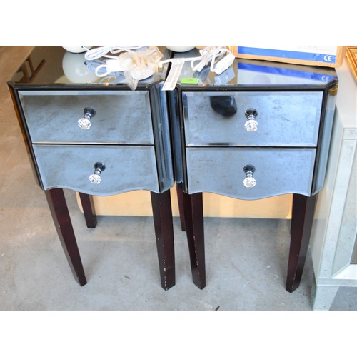 180 - Pair of Mirror Surround Two-Drawer Bedside Cabinets