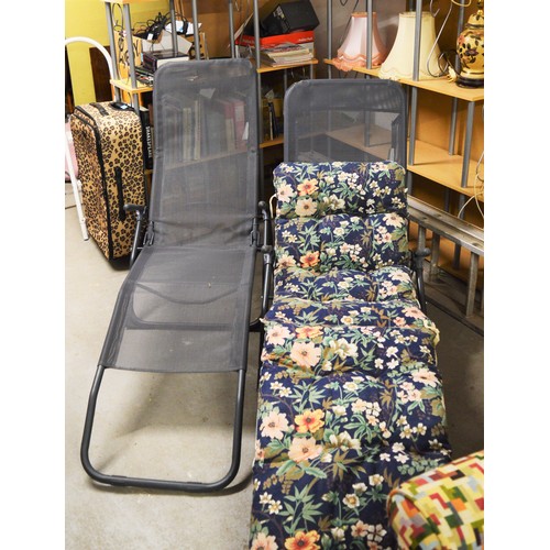 135 - Two Garden Recliners (Slate Grey) - One with Cushion