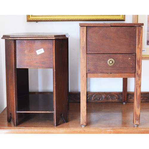 182 - Oak Occasional Table/Haberdashery Box - (Missing Hinge Pin), Plus a Teak Haberdashery Box - (Drawer ... 