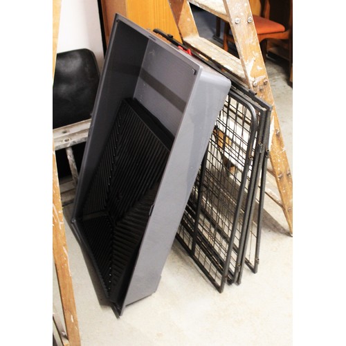 56 - Large Fold-Flat Dog Crate with Plastic Tray Base