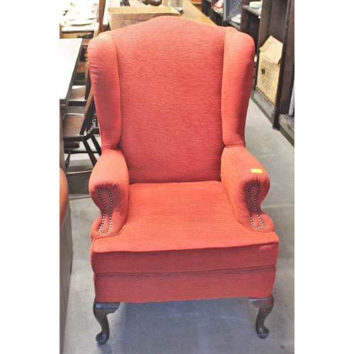 91 - Wing Back Lounge Chair in Red
