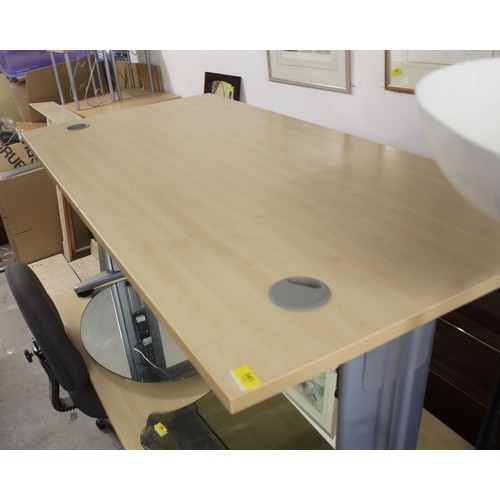 94 - Lightwood Topped Office Desk on Metal Frame with Electrical Power Points - approx 63