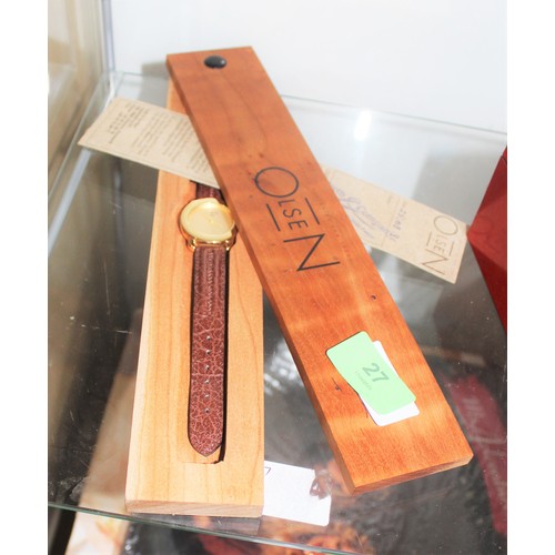 143 - Olsen Line Wrist Watch in a Wooden Case (Gifts to Passengers by Olsen Cruise Lines)