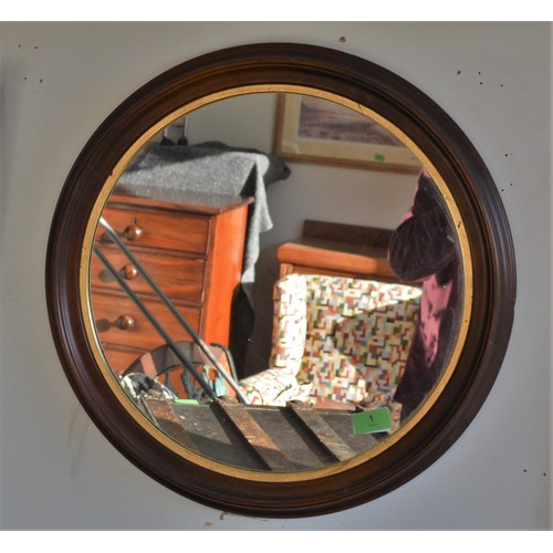 176 - Circular Wall Mirror in a Gilt-Edged Mahogany Frame - approx. 22