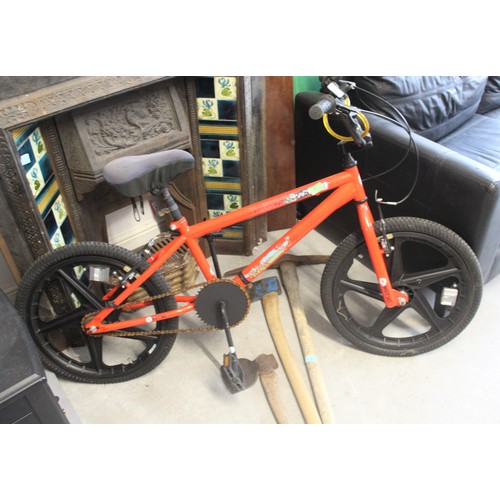 239 - A Near New X-Rated Shockwave BMX Bicycle in Red, with Fixed Wheel, in Need of Some Attention.