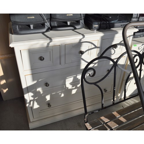 241 - Three Short over Two Wide Drawer Bedroom Chest (Cream Melamine)