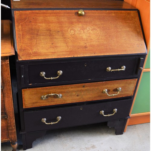 249 - Upcycled Inlaid Oak Fall-Front Bureau