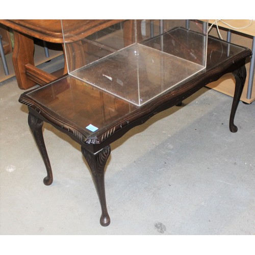 211 - Mahogany Coffee Table on Cabriole Legs with a Glass Top