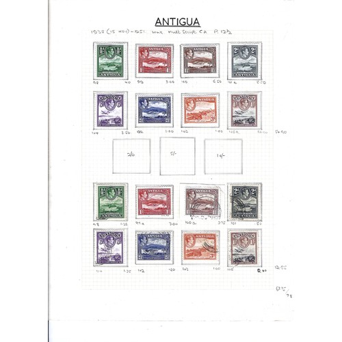 70 - Mounted Mint Stamps of Antigua:
SG95 1937 Coronation. 
SG110/111 Victory,
SG114-117 Universal Postal... 