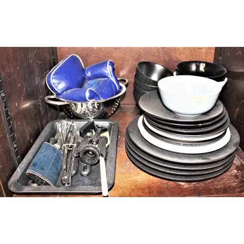 9 - Selection of Modern Clean Dinnerware and Utensils including a Colander, Bottle Opener, Baking Pan, e... 