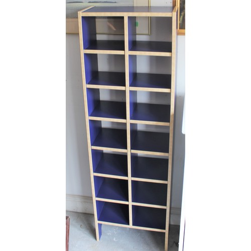 41 - CD Rack (14 Slots) in Blue Colourway with Lightwood Trims -  50