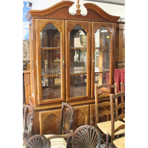 68 - Oak Glazed Display Cabinet with Three Under-cabinets