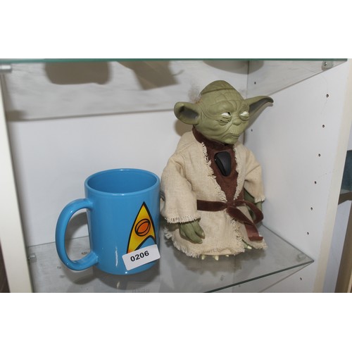 44 - Large Yoda Figure with Original Clothing Plus R2D2 Model and an original Spock Star Trek Mug