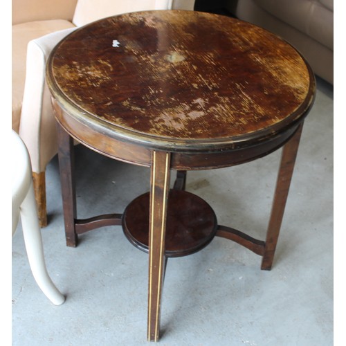 9 - Mahogany Inlaid Circular Occasional Table with Undershelf (Top n/a)